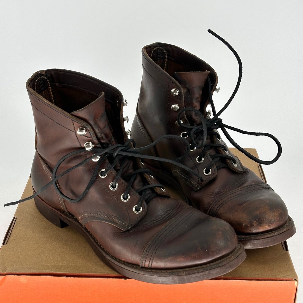 Red Wing Vintage 8111 Iron Ranger Brown Leather Boots USA Made Worn Men's 8.5 D